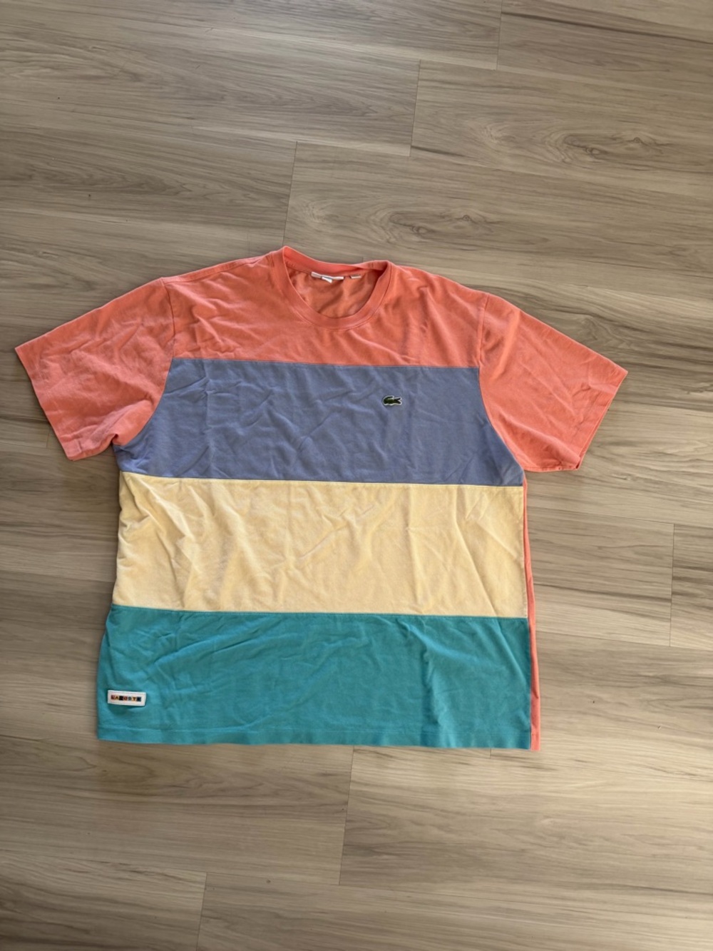 Lacoste Men’s Colorblock Crewneck Tee - Coral, Light Blue, Cream, Teal